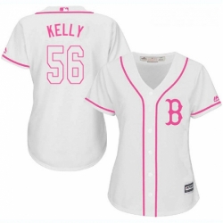 Womens Majestic Boston Red Sox 56 Joe Kelly Replica White Fashion MLB Jersey
