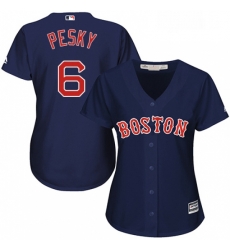 Womens Majestic Boston Red Sox 6 Johnny Pesky Replica Navy Blue Alternate Road MLB Jersey