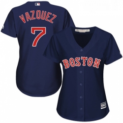 Womens Majestic Boston Red Sox 7 Christian Vazquez Authentic Navy Blue Alternate Road MLB Jersey
