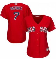 Womens Majestic Boston Red Sox 7 Christian Vazquez Authentic Red Alternate Home MLB Jersey