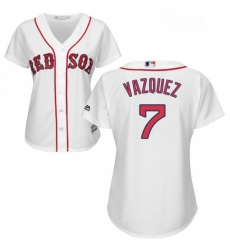 Womens Majestic Boston Red Sox 7 Christian Vazquez Authentic White Home MLB Jersey