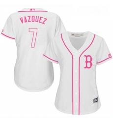 Womens Majestic Boston Red Sox 7 Christian Vazquez Replica White Fashion MLB Jersey
