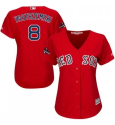 Womens Majestic Boston Red Sox 8 Carl Yastrzemski Authentic Red Alternate Home 2018 World Series Champions MLB Jersey