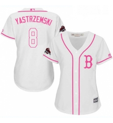 Womens Majestic Boston Red Sox 8 Carl Yastrzemski Authentic White Fashion 2018 World Series Champions MLB Jersey