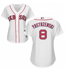 Womens Majestic Boston Red Sox 8 Carl Yastrzemski Replica White Home MLB Jersey