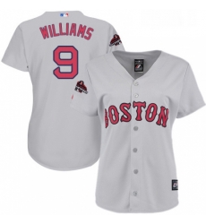 Womens Majestic Boston Red Sox 9 Ted Williams Authentic Grey Road 2018 World Series Champions MLB Jersey