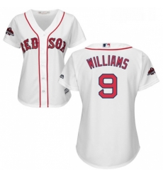 Womens Majestic Boston Red Sox 9 Ted Williams Authentic White Home 2018 World Series Champions MLB Jersey