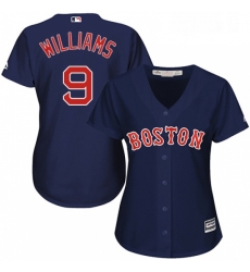 Womens Majestic Boston Red Sox 9 Ted Williams Replica Navy Blue Alternate Road MLB Jersey