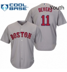 Youth Majestic Boston Red Sox 11 Rafael Devers Replica Grey Road Cool Base MLB Jersey 