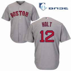 Youth Majestic Boston Red Sox 12 Brock Holt Authentic Grey Road Cool Base MLB Jersey
