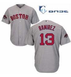 Youth Majestic Boston Red Sox 13 Hanley Ramirez Authentic Grey Road Cool Base 2018 World Series Champions MLB Jersey