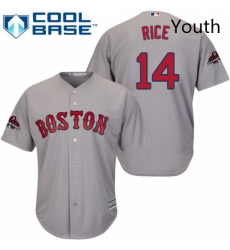 Youth Majestic Boston Red Sox 14 Jim Rice Authentic Grey Road Cool Base 2018 World Series Champions MLB Jersey
