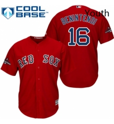 Youth Majestic Boston Red Sox 16 Andrew Benintendi Authentic Red Alternate Home Cool Base 2018 World Series Champions MLB Jersey