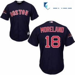 Youth Majestic Boston Red Sox 18 Mitch Moreland Authentic Navy Blue Alternate Road Cool Base 2018 World Series Champions MLB Jersey