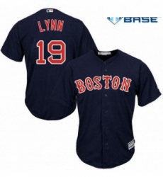 Youth Majestic Boston Red Sox 19 Fred Lynn Authentic Navy Blue Alternate Road Cool Base MLB Jersey
