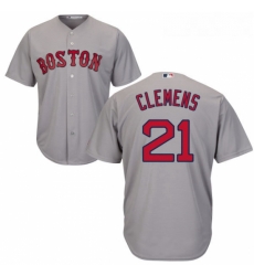 Youth Majestic Boston Red Sox 21 Roger Clemens Authentic Grey Road Cool Base MLB Jersey