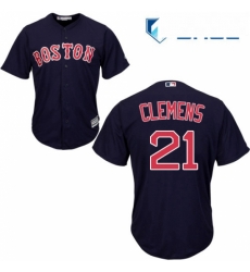 Youth Majestic Boston Red Sox 21 Roger Clemens Authentic Navy Blue Alternate Road Cool Base MLB Jersey