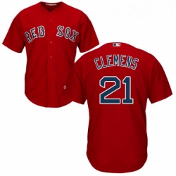 Youth Majestic Boston Red Sox 21 Roger Clemens Authentic Red Alternate Home Cool Base MLB Jersey