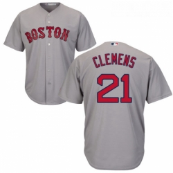 Youth Majestic Boston Red Sox 21 Roger Clemens Replica Grey Road Cool Base MLB Jersey