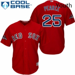 Youth Majestic Boston Red Sox 25 Steve Pearce Authentic Red Alternate Home Cool Base 2018 World Series Champions MLB Jersey 