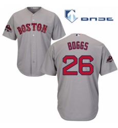 Youth Majestic Boston Red Sox 26 Wade Boggs Authentic Grey Road Cool Base 2018 World Series Champions MLB Jersey