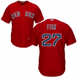 Youth Majestic Boston Red Sox 27 Carlton Fisk Replica Red Alternate Home Cool Base MLB Jersey