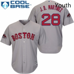 Youth Majestic Boston Red Sox 28 J D Martinez Authentic Grey Road Cool Base 2018 World Series Champions MLB Jerse