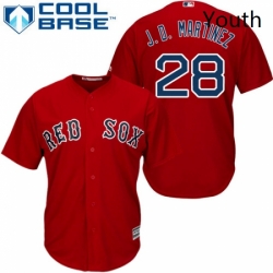 Youth Majestic Boston Red Sox 28 J D Martinez Authentic Red Alternate Home Cool Base MLB Jersey 
