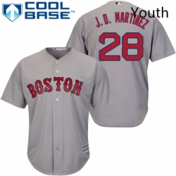 Youth Majestic Boston Red Sox 28 J D Martinez Replica Grey Road Cool Base MLB Jersey 