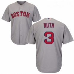 Youth Majestic Boston Red Sox 3 Babe Ruth Authentic Grey Road Cool Base MLB Jersey