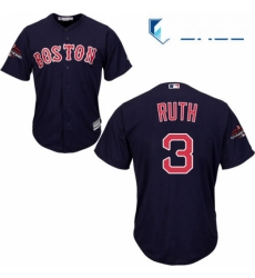 Youth Majestic Boston Red Sox 3 Babe Ruth Authentic Navy Blue Alternate Road Cool Base 2018 World Series Champions MLB Jersey