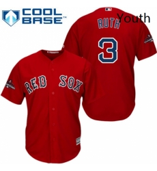 Youth Majestic Boston Red Sox 3 Babe Ruth Authentic Red Alternate Home Cool Base 2018 World Series Champions MLB Jersey