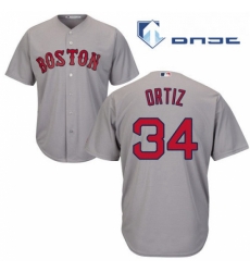 Youth Majestic Boston Red Sox 34 David Ortiz Authentic Grey Road Cool Base MLB Jersey
