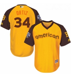 Youth Majestic Boston Red Sox 34 David Ortiz Authentic Yellow 2016 All Star American League BP Cool Base MLB Jersey