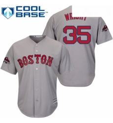 Youth Majestic Boston Red Sox 35 Steven Wright Authentic Grey Road Cool Base 2018 World Series Champions MLB Jersey