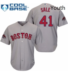 Youth Majestic Boston Red Sox 41 Chris Sale Authentic Grey Road Cool Base 2018 World Series Champions MLB Jersey