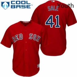 Youth Majestic Boston Red Sox 41 Chris Sale Replica Red Alternate Home Cool Base MLB Jersey