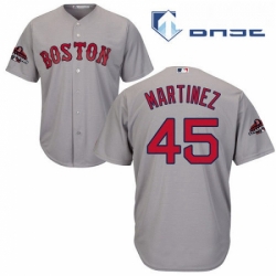 Youth Majestic Boston Red Sox 45 Pedro Martinez Authentic Grey Road Cool Base 2018 World Series Champions MLB Jersey