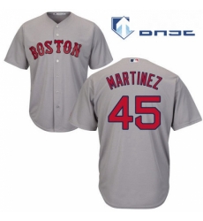 Youth Majestic Boston Red Sox 45 Pedro Martinez Replica Grey Road Cool Base MLB Jersey