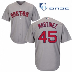 Youth Majestic Boston Red Sox 45 Pedro Martinez Replica Grey Road Cool Base MLB Jersey