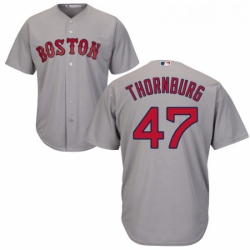 Youth Majestic Boston Red Sox 47 Tyler Thornburg Replica Grey Road Cool Base MLB Jersey