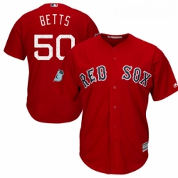 Youth Majestic Boston Red Sox 50 Mookie Betts Authentic Scarlet 2017 Spring Training Cool Base MLB Jersey