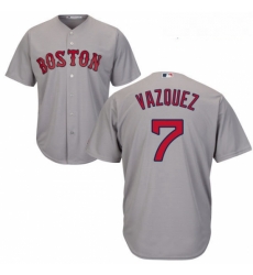 Youth Majestic Boston Red Sox 7 Christian Vazquez Authentic Grey Road Cool Base MLB Jersey