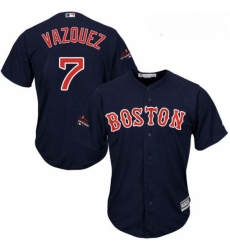 Youth Majestic Boston Red Sox 7 Christian Vazquez Authentic Navy Blue Alternate Road Cool Base 2018 World Series Champions MLB Jersey