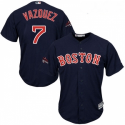 Youth Majestic Boston Red Sox 7 Christian Vazquez Authentic Navy Blue Alternate Road Cool Base 2018 World Series Champions MLB Jersey