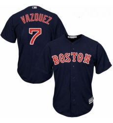 Youth Majestic Boston Red Sox 7 Christian Vazquez Authentic Navy Blue Alternate Road Cool Base MLB Jersey