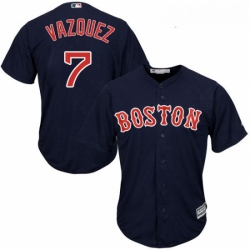 Youth Majestic Boston Red Sox 7 Christian Vazquez Authentic Navy Blue Alternate Road Cool Base MLB Jersey