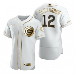 Chicago Cubs 12 Kyle Schwarber White Nike Mens Authentic Golden Edition MLB Jersey