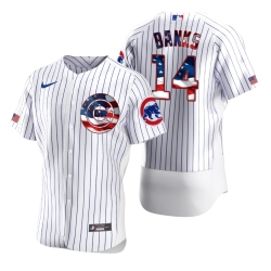 Men Chicago Cubs 14 Ernie Banks Men Nike White Fluttering USA Flag Limited Edition Flex Base MLB Jersey