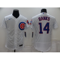 Men Chicago Cubs 14 Ernie Banks White Flex Base Stitched jersey